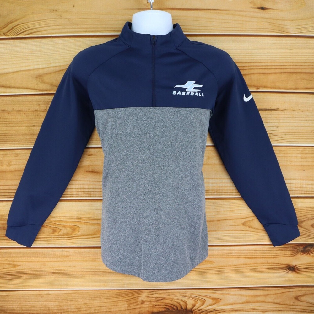 Nike Active Jacket Jones College Baseball Mens M Gray Heathered Fleece 1/4 Zip